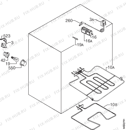 Взрыв-схема плиты (духовки) Zanussi ZHN721PW - Схема узла Electrical equipment 268